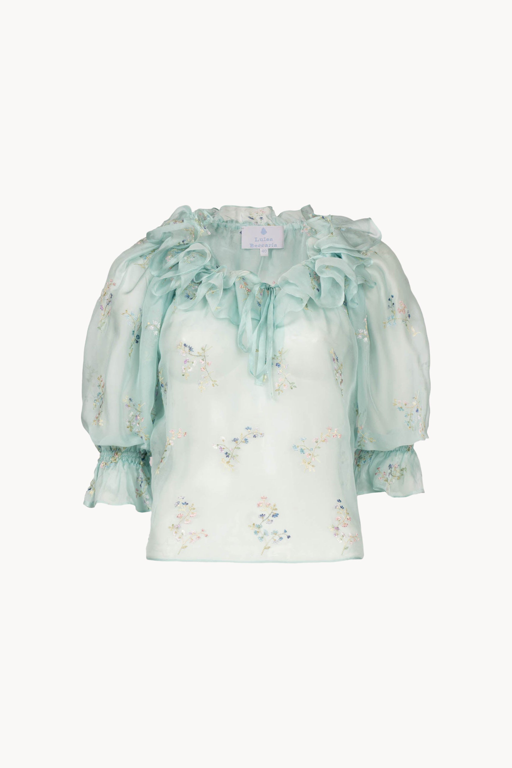Embroidered Chiffon Ruffle-Collar Blouse – Luisa Beccaria