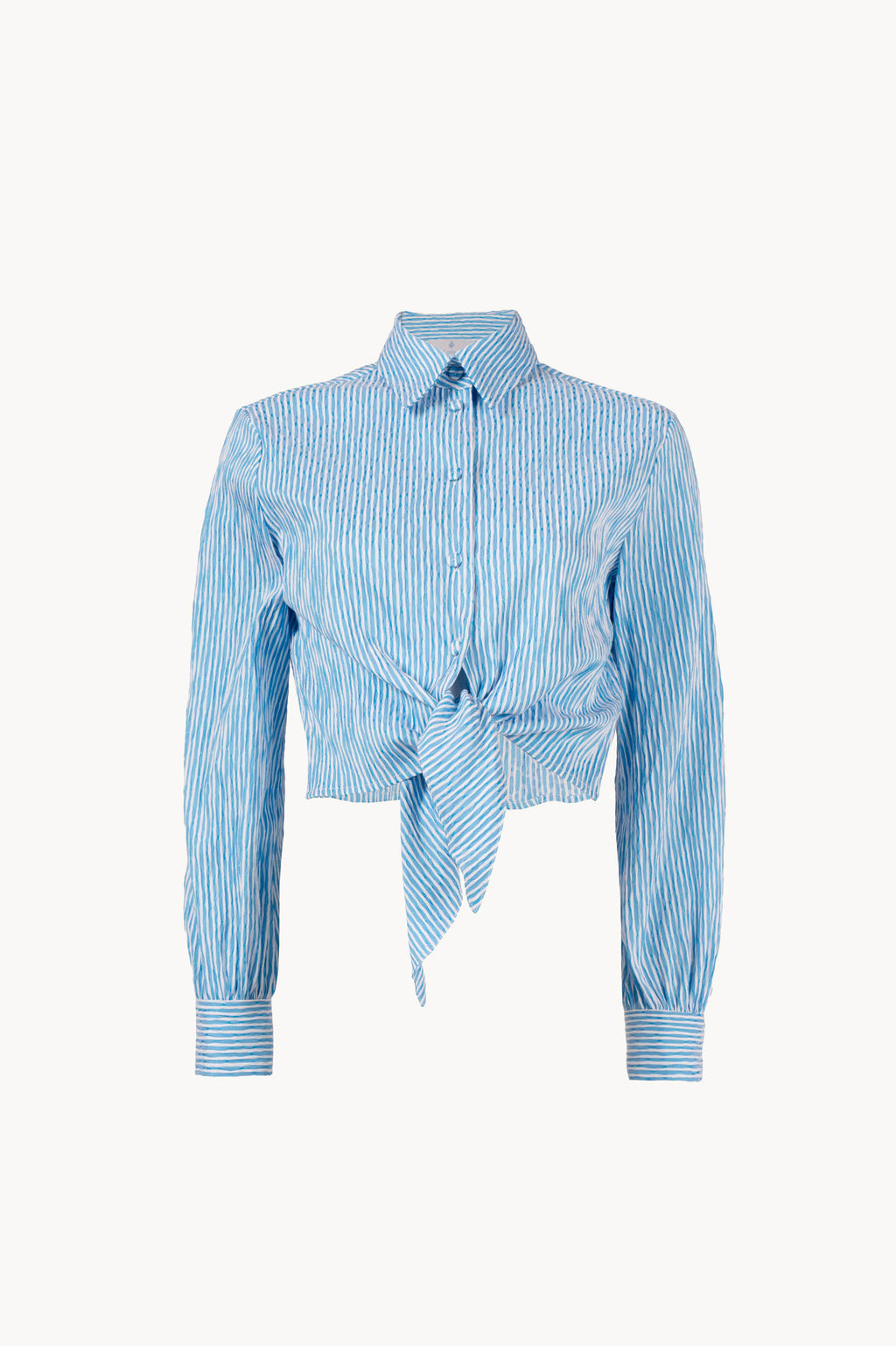 Camicia a righe in cotone elasticizzato con fiocco