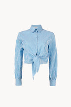 Camicia a righe in cotone elasticizzato con fiocco
