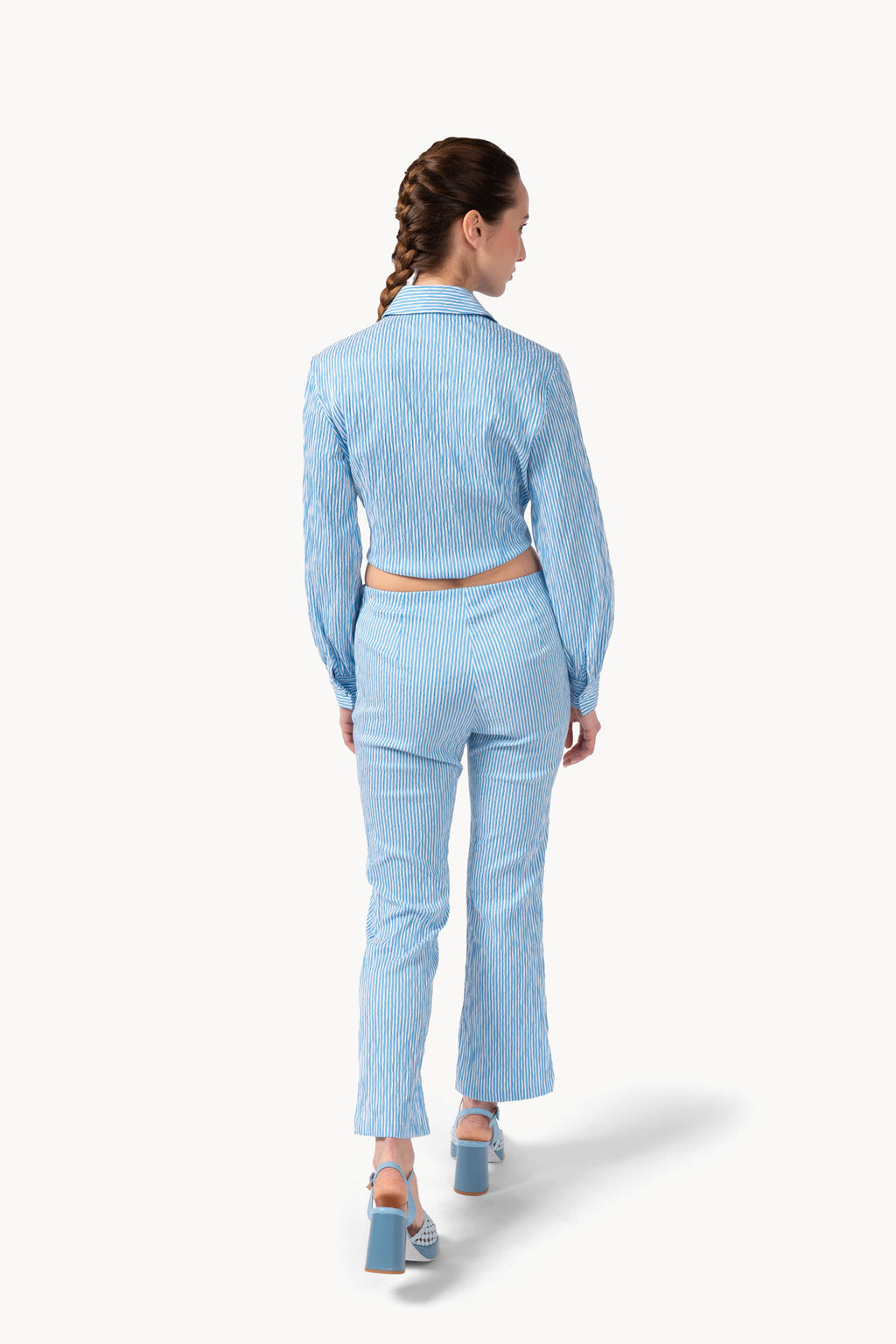 Pantaloni Capri a righe in cotone elasticizzato