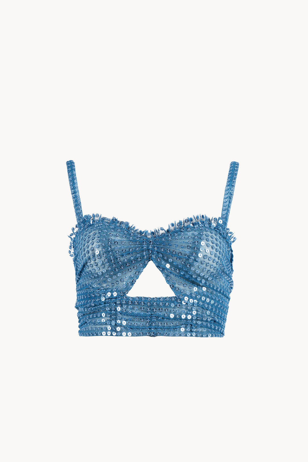 Top in tulle con paillettes
