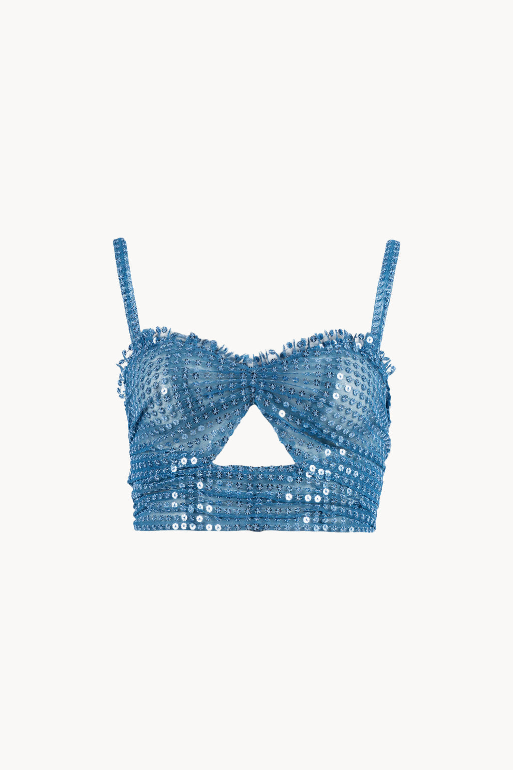 Top in tulle con paillettes