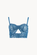 Top in tulle con paillettes