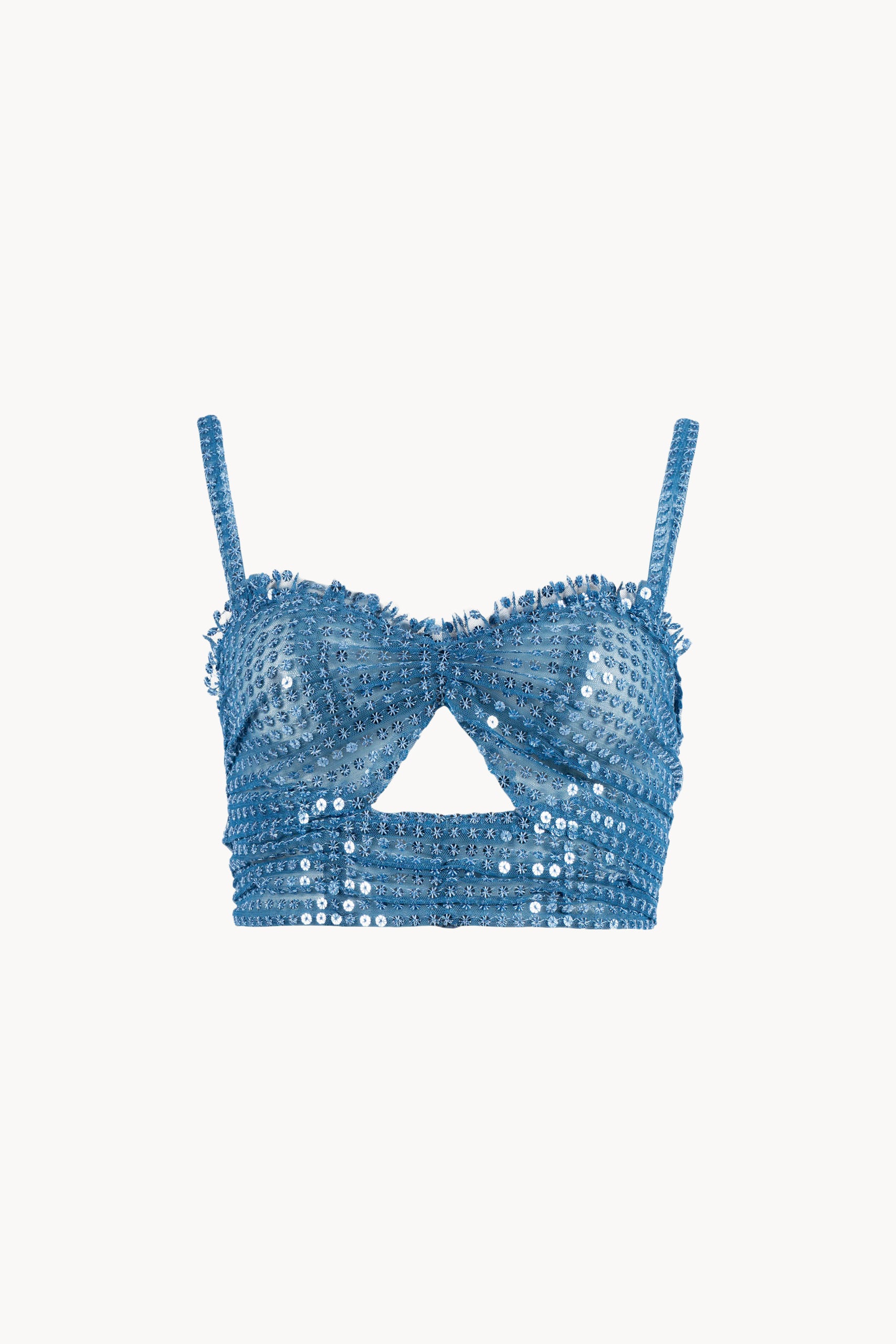 Top in tulle con paillettes