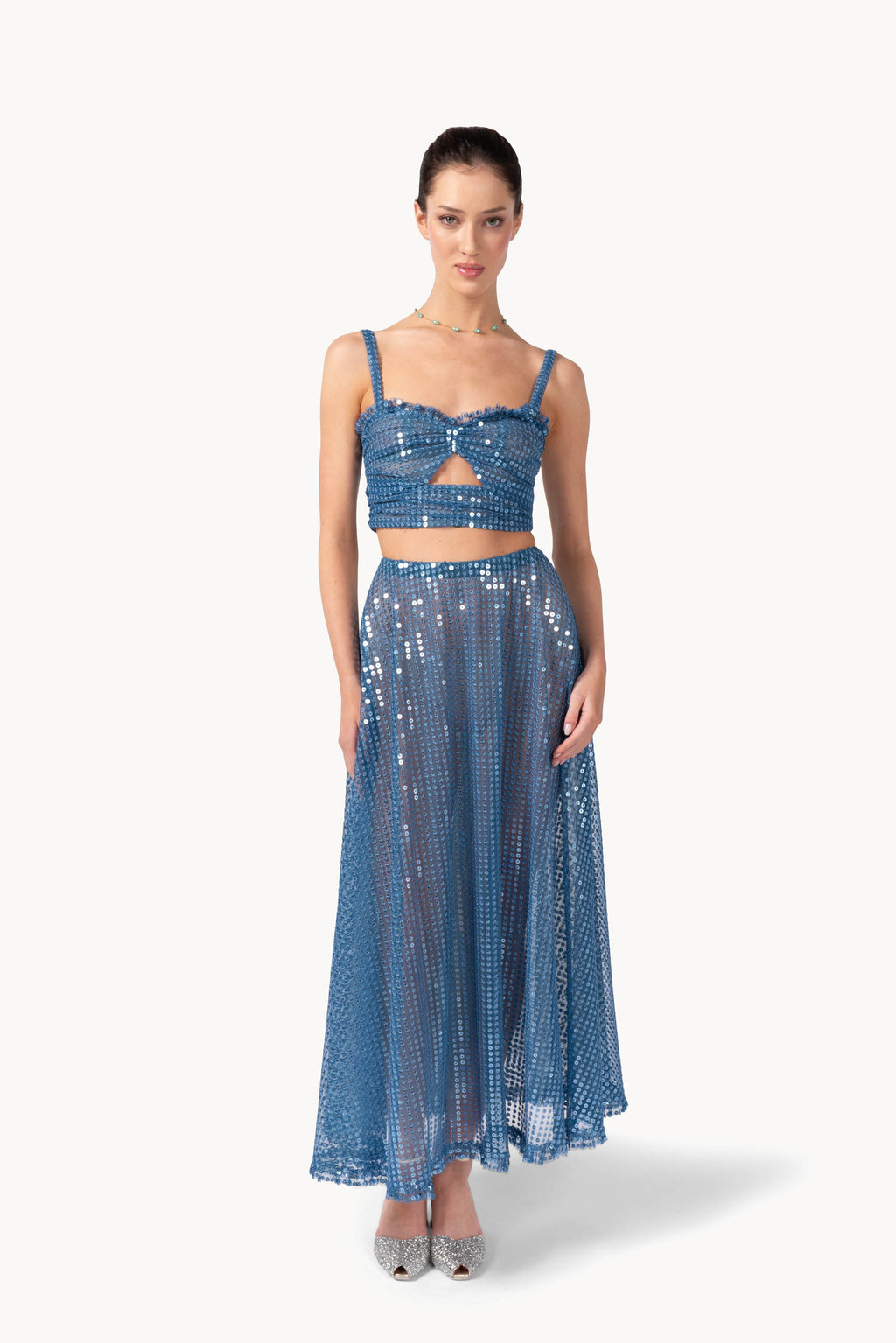 Gonna in tulle con paillettes
