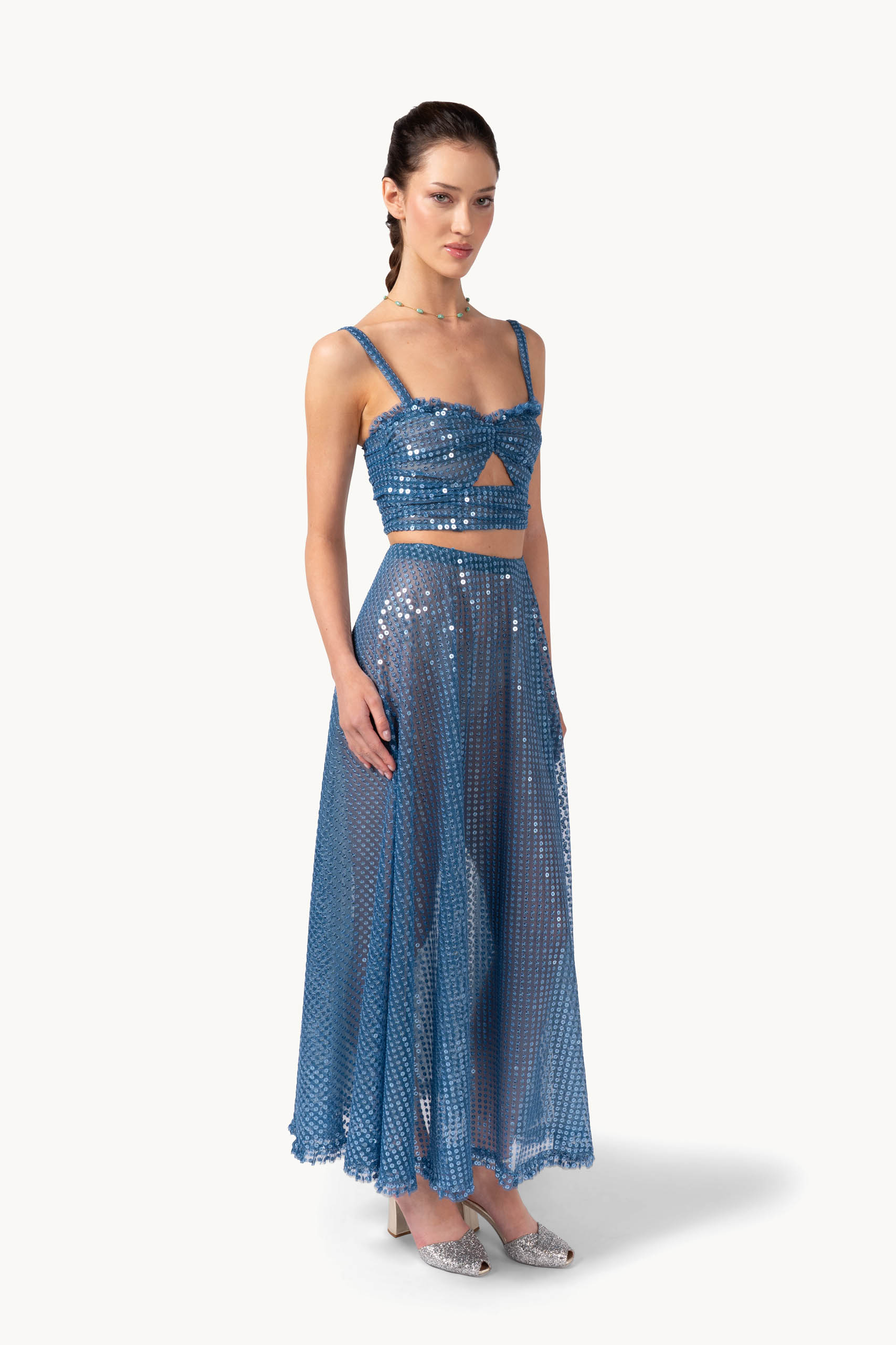 Gonna in tulle con paillettes