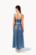 Top in tulle con paillettes