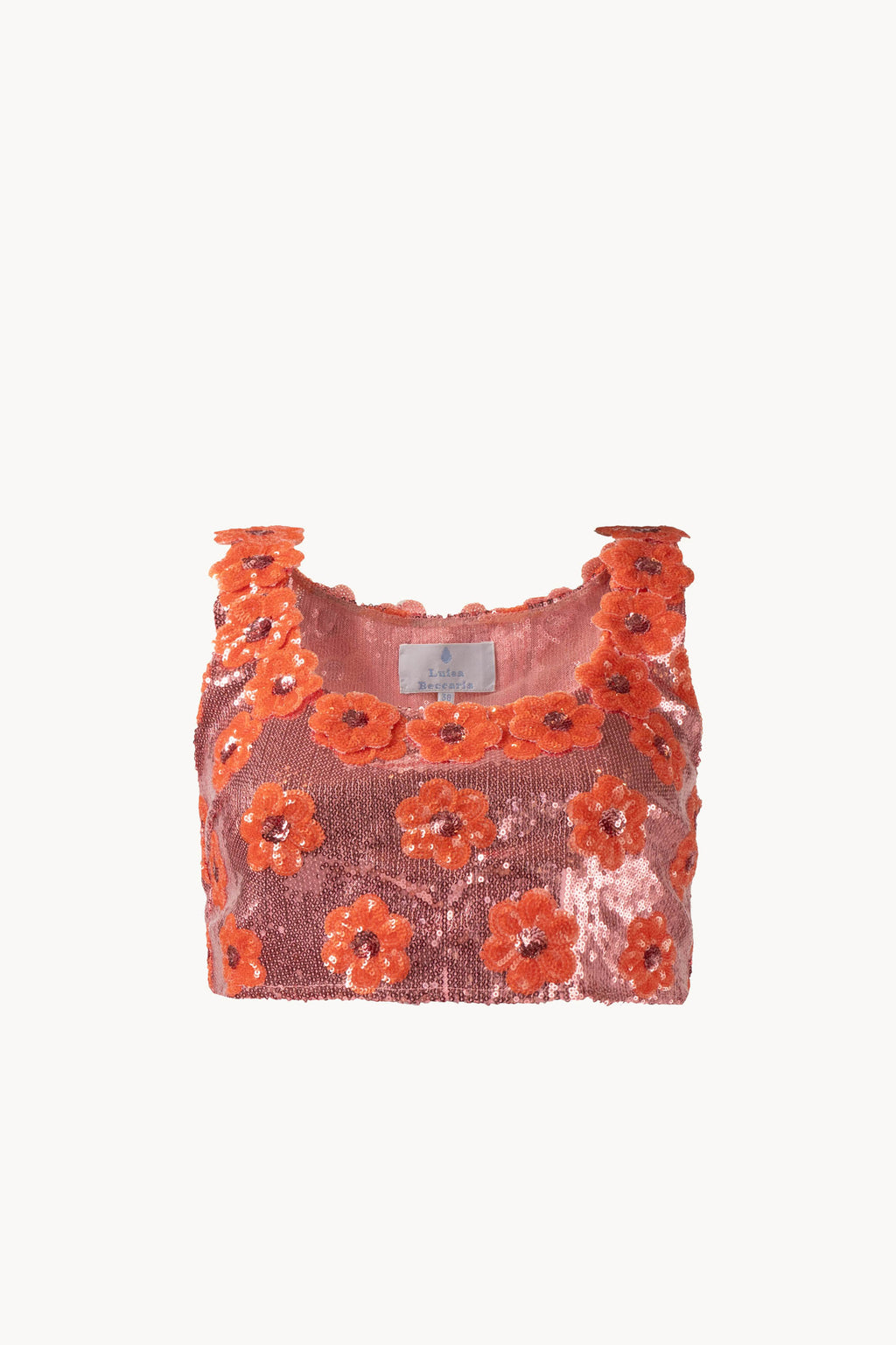 Top rosa con margherita e paillettes