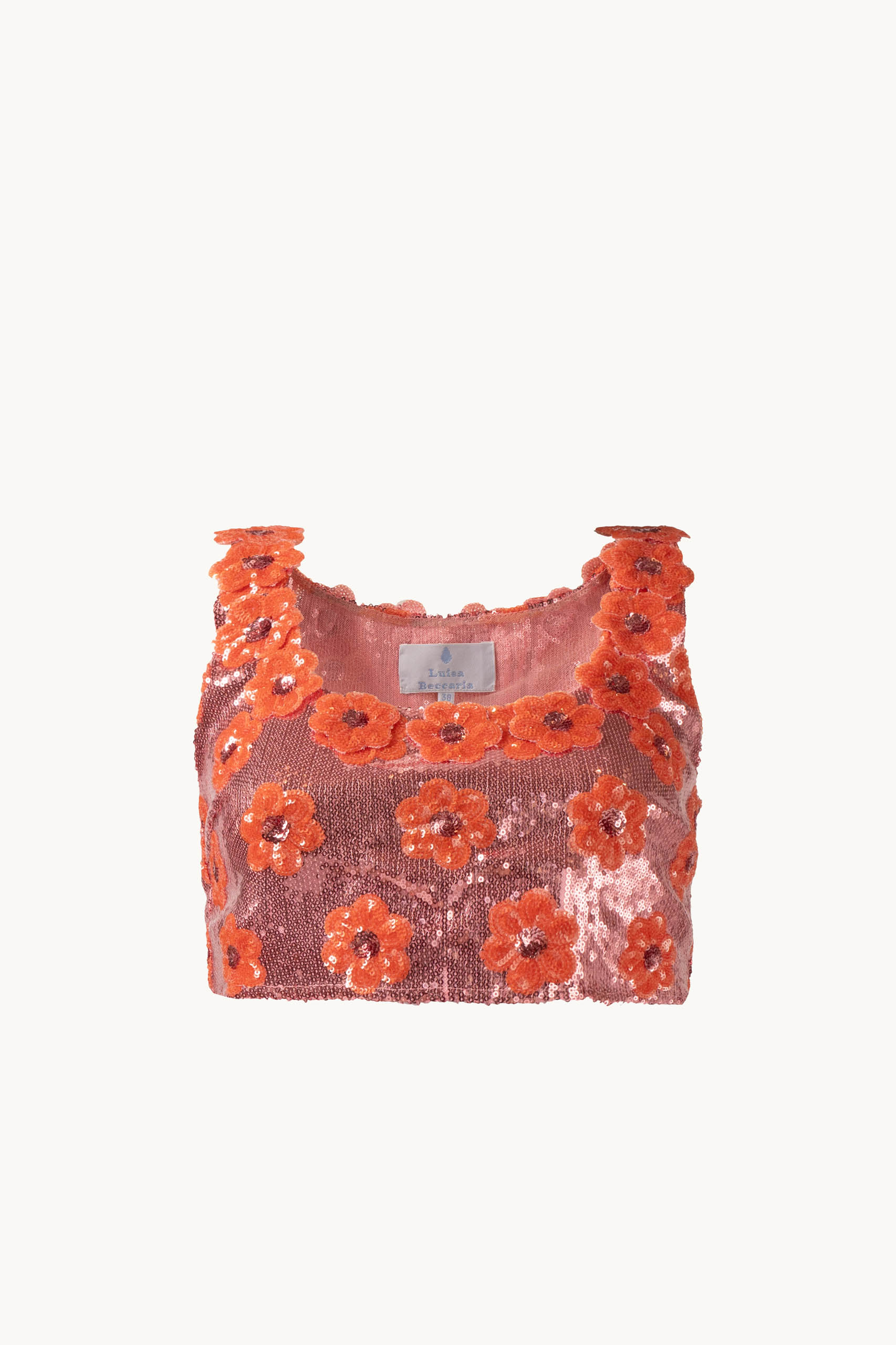 Top rosa con margherita e paillettes