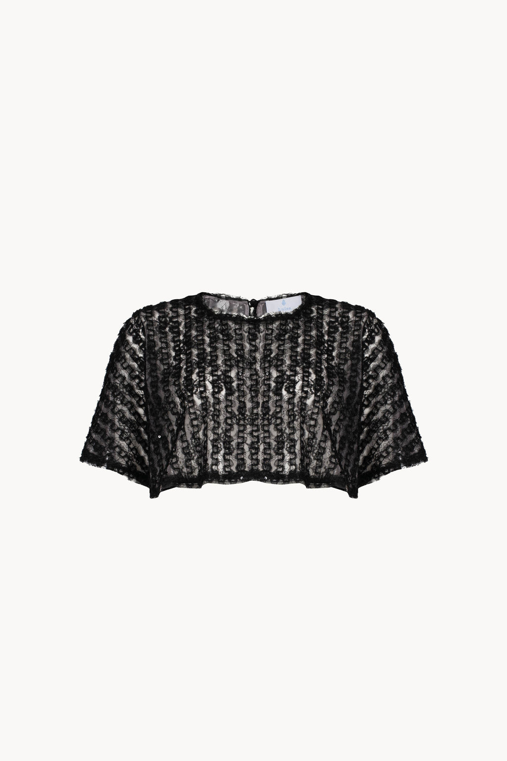 Top mantella in organza e tulle ricamato con paillettes