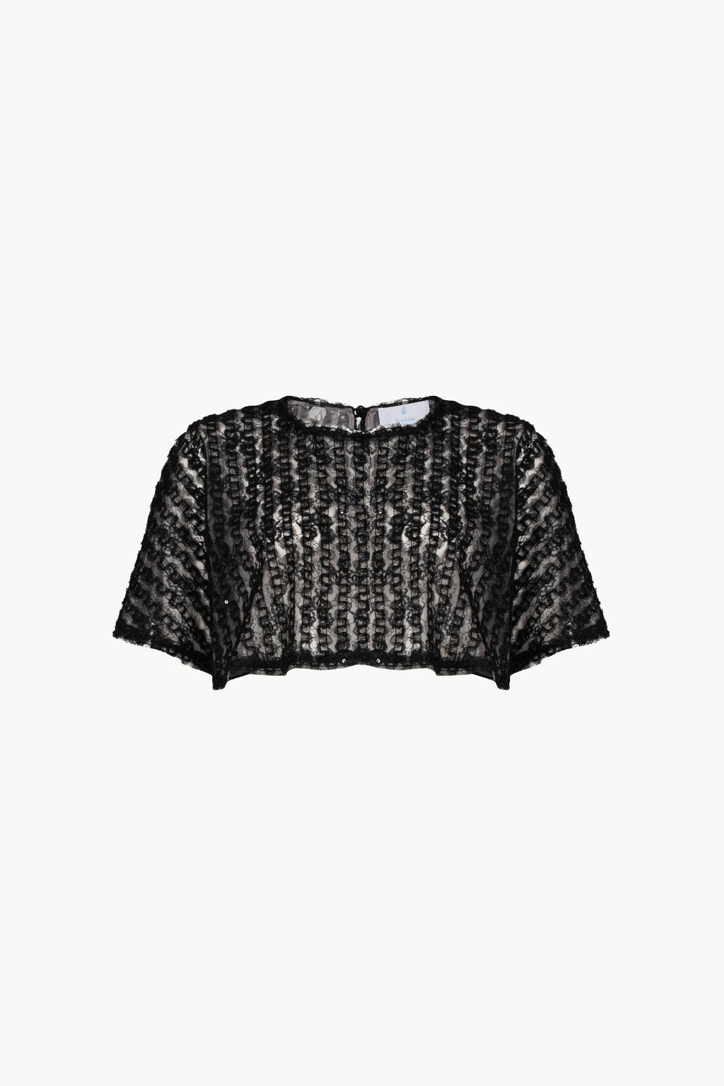 Embroidered Organza & Tulle Cape Top With Sequins
