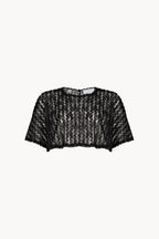 Embroidered Organza & Tulle Cape Top With Sequins