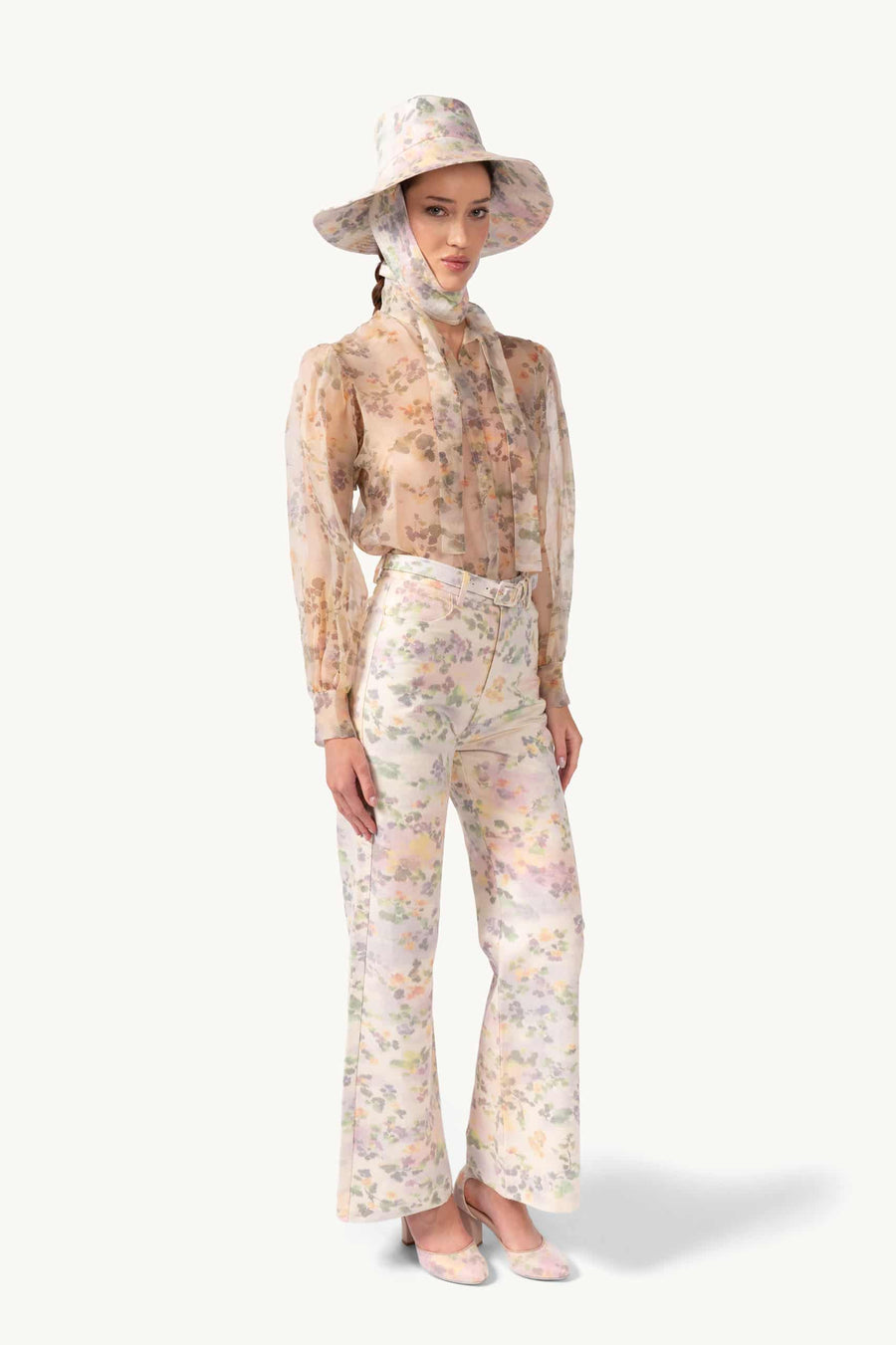 Chiné Floral Cotton Pants
