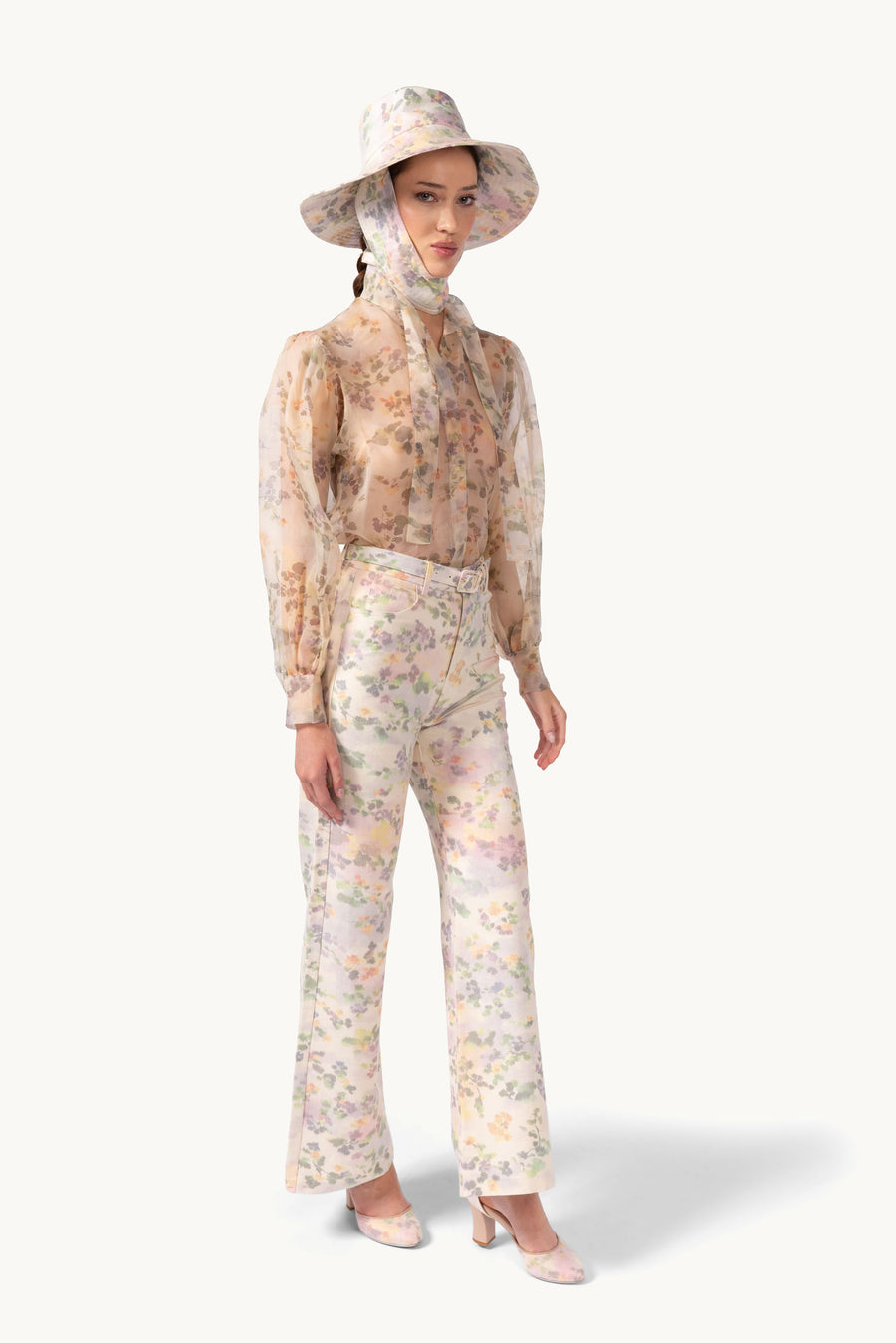 Chiné Floral Cotton Pants