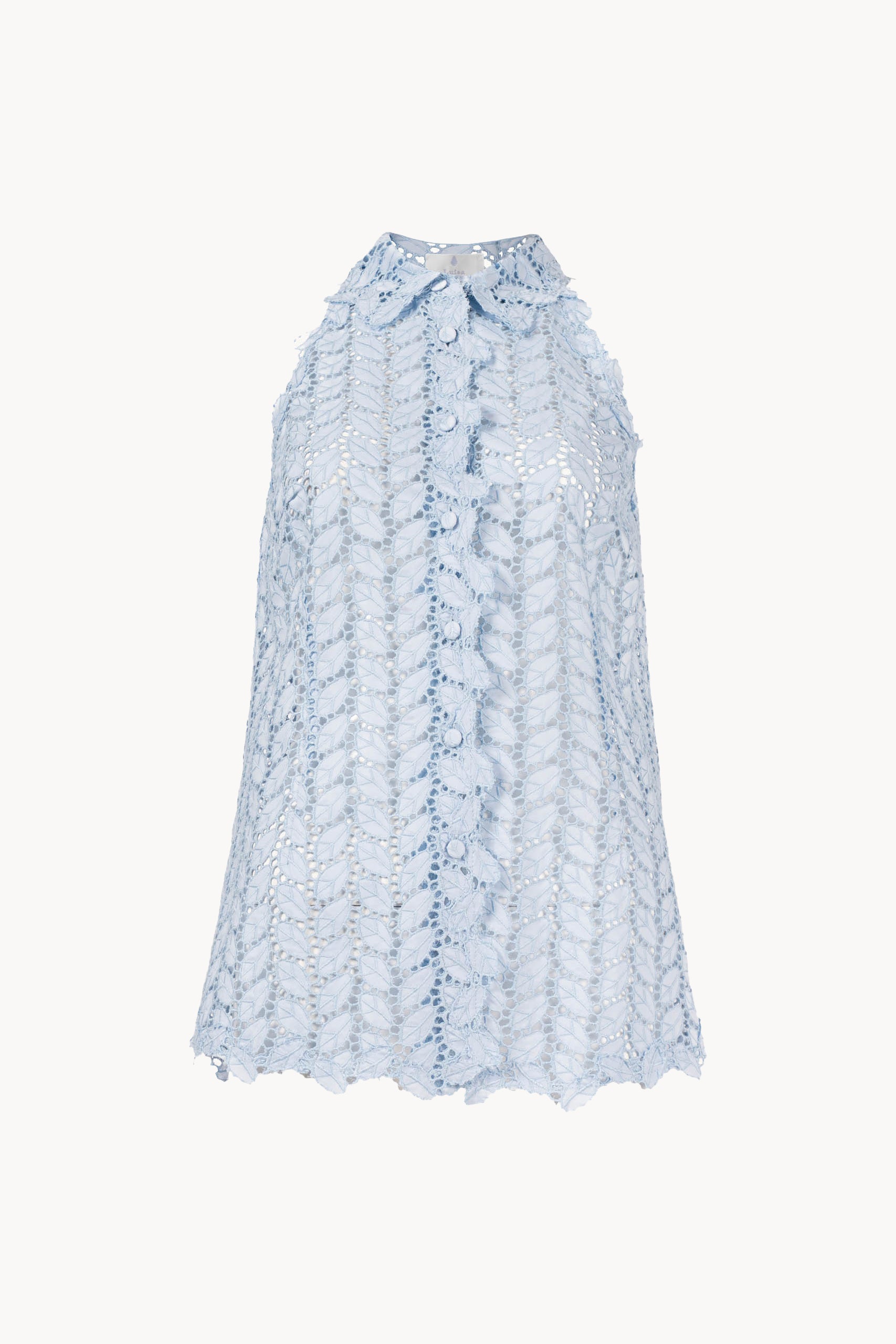Eyelet Leaf-pattern Sleeveless Top