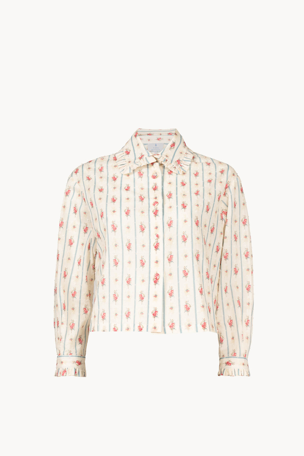 Camicia in cotone plumetis floreale e a righe