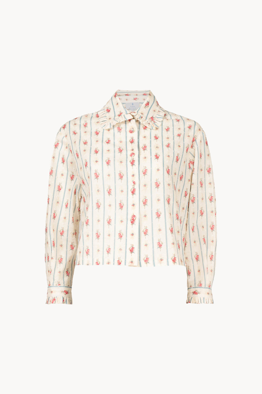 Camicia in cotone plumetis floreale e a righe