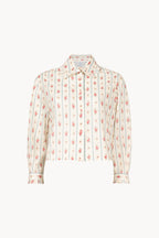 Camicia in cotone plumetis floreale e a righe