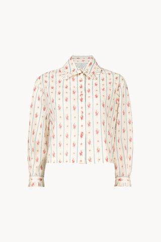 Floral And Striped Cotton Plumetis Shirt