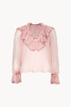 Blusa bicolore in chiffon crêpon