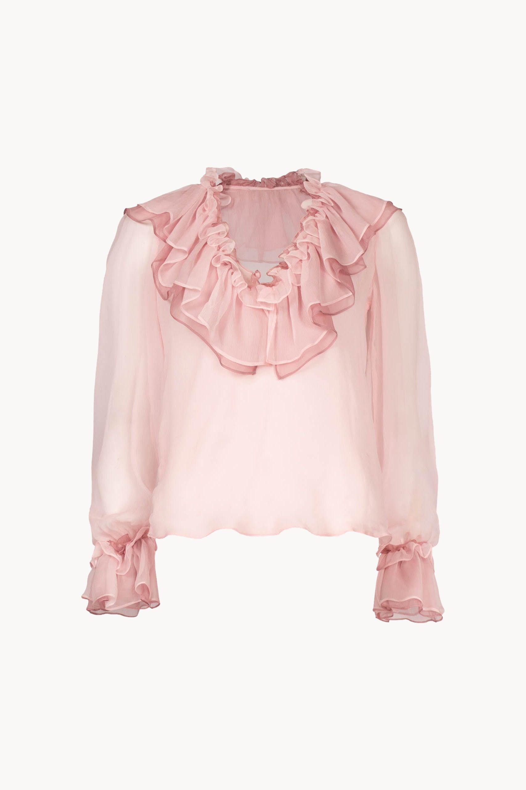 Blusa bicolore in chiffon crêpon