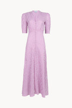 Cyclamen Striped Stretch Cotton Bottoncino Dress