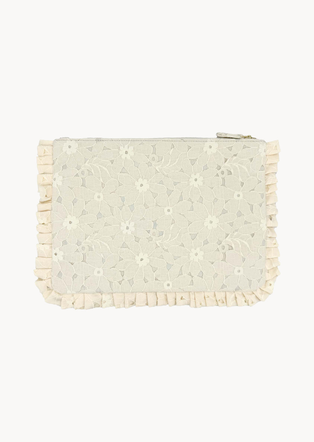 Pochette Grande da Mano in Pizzo Floreale Crema