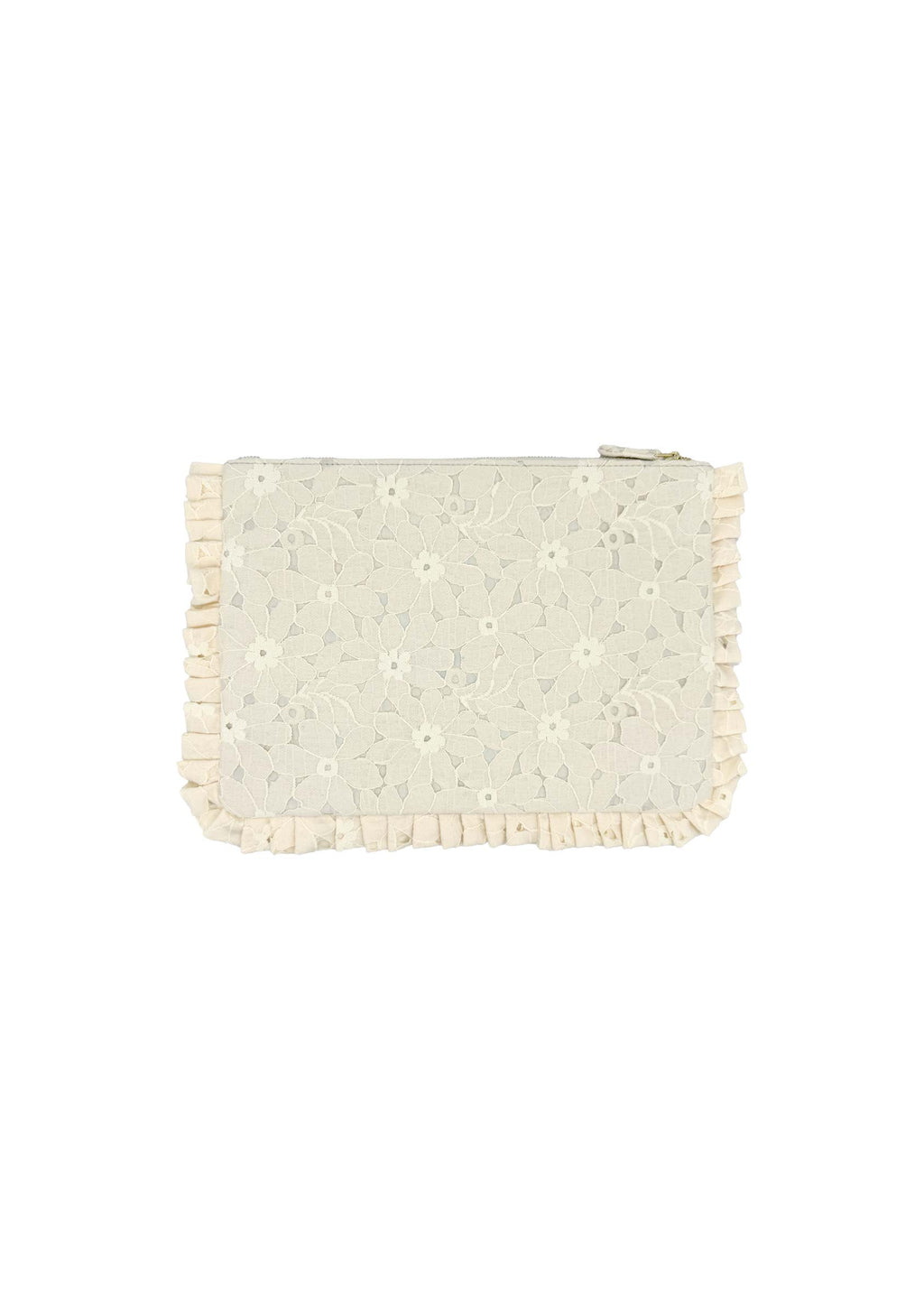 Pochette Piccola da Mano in Pizzo Floreale Crema