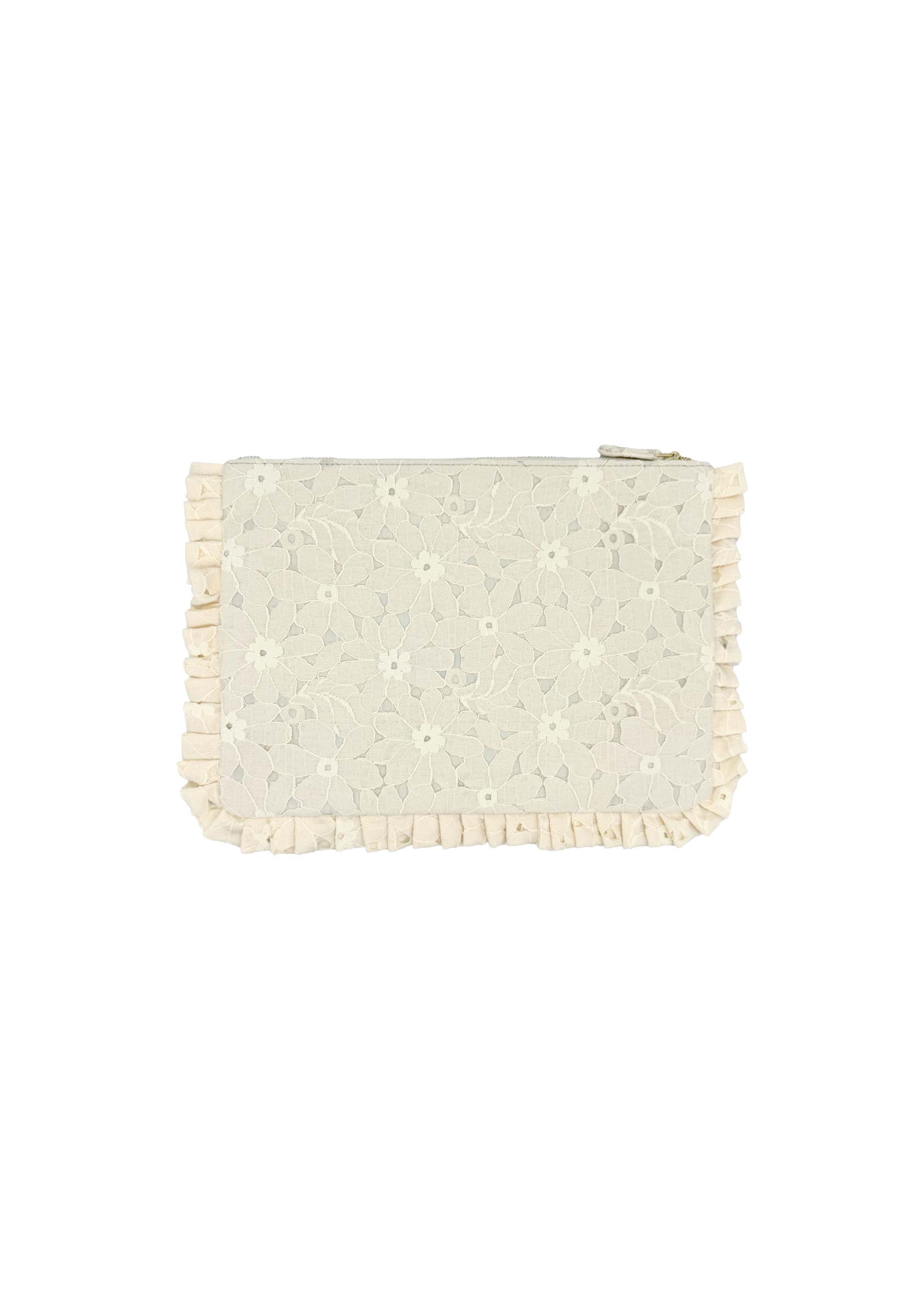 Pochette Piccola da Mano in Pizzo Floreale Crema