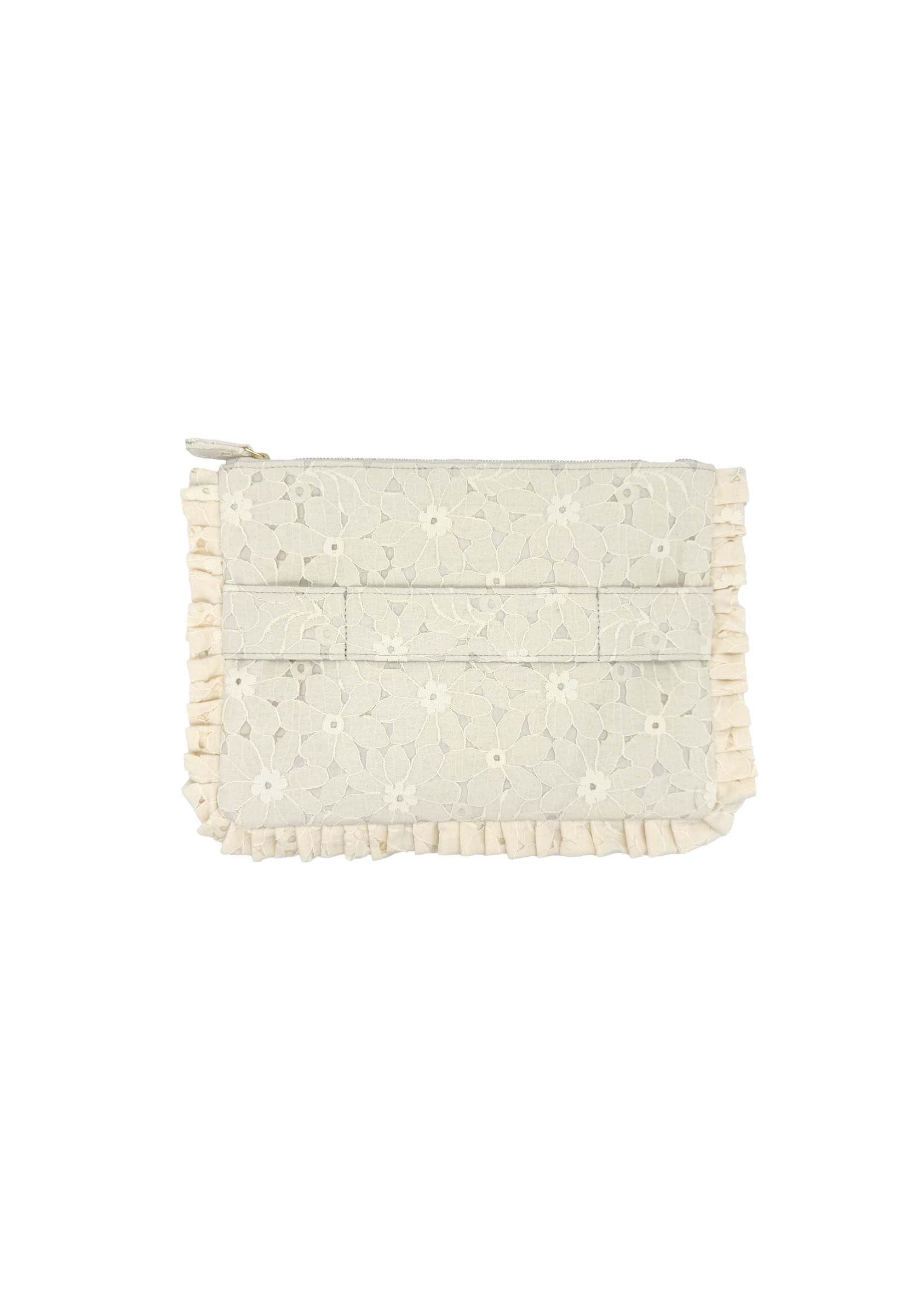 Pochette Piccola da Mano in Pizzo Floreale Crema