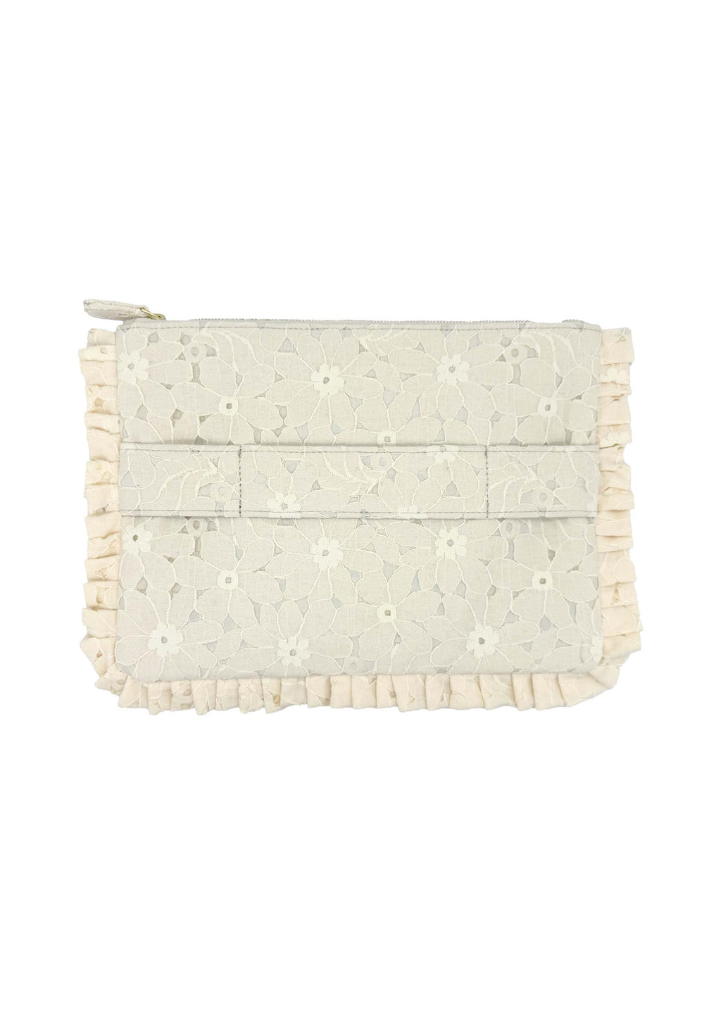 Pochette Grande da Mano in Pizzo Floreale Crema