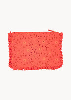 Pochette Grande da Mano in Pizzo Floreale Corallo