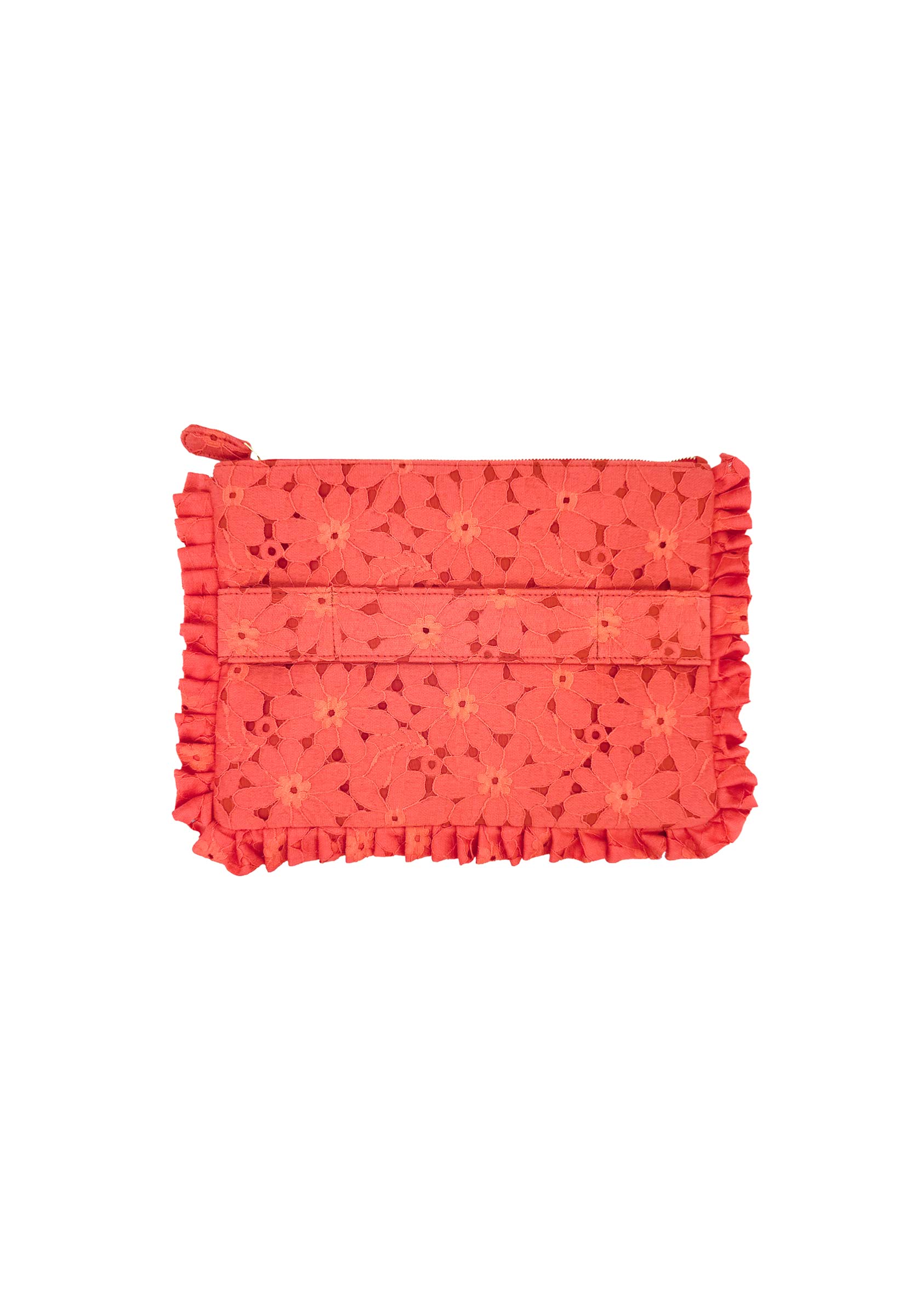 Pochette Piccola da Mano in Pizzo Floreale Corallo