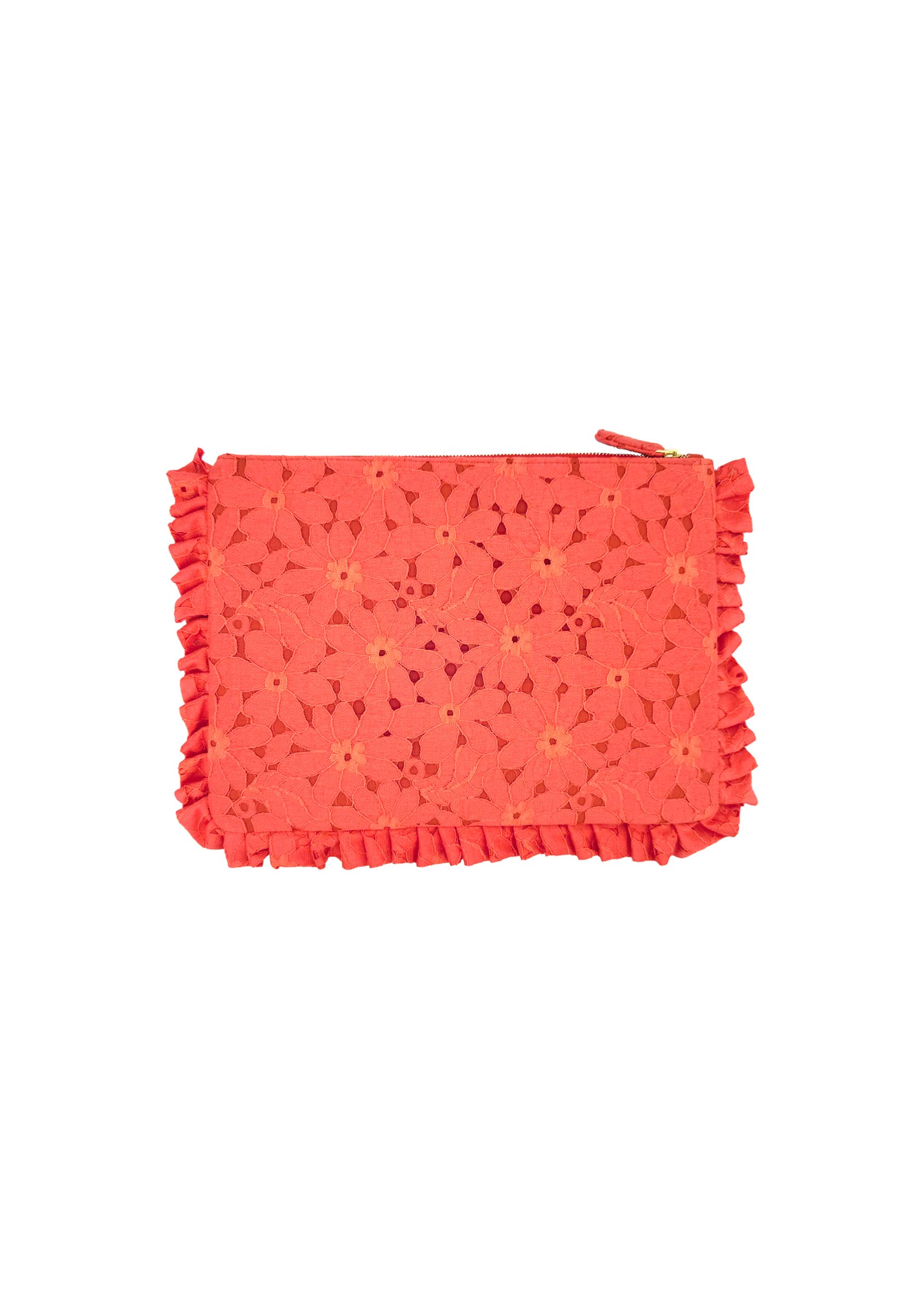 Pochette Piccola da Mano in Pizzo Floreale Corallo