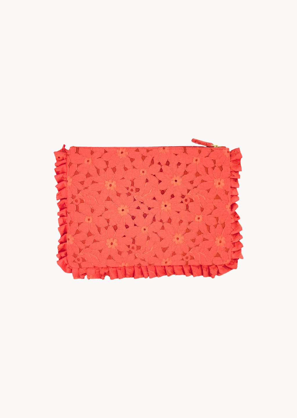 Pochette Piccola da Mano in Pizzo Floreale Corallo