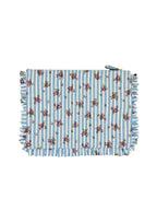Pochette Grande da Mano a Righe con Rose Blu
