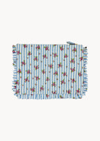 Pochette Grande da Mano a Righe con Rose Blu