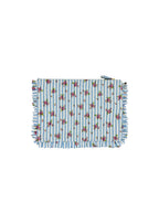 Pochette Piccola da Mano a Righe con Rose Blu