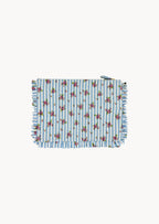 Pochette Piccola da Mano a Righe con Rose Blu