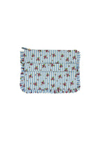 Pochette Piccola da Mano a Righe con Rose Blu