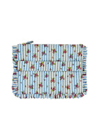 Pochette Grande da Mano a Righe con Rose Blu
