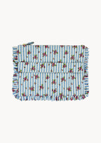 Pochette Grande da Mano a Righe con Rose Blu