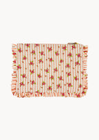 Pochette Grande da Mano a Righe con Rose Rosa