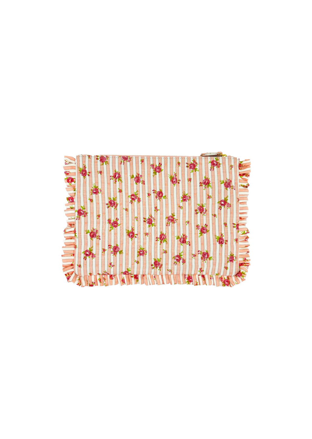 Pochette Piccola da Mano a Righe con Rose Rosa