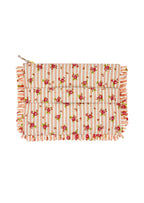Pochette Grande da Mano a Righe con Rose Rosa
