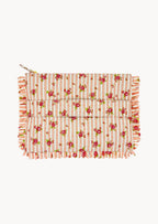 Pochette Grande da Mano a Righe con Rose Rosa