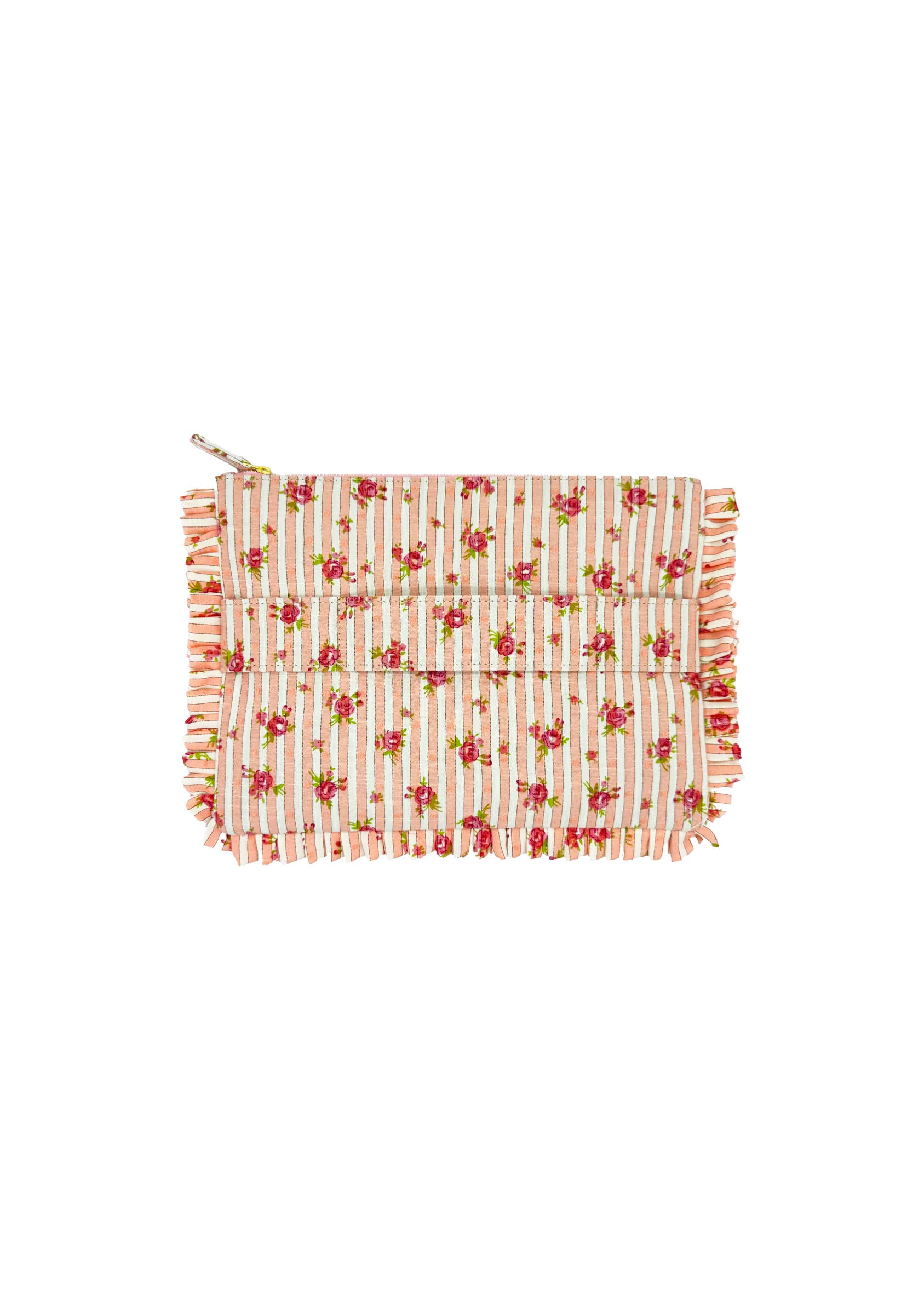 Pochette Piccola da Mano a Righe con Rose Rosa