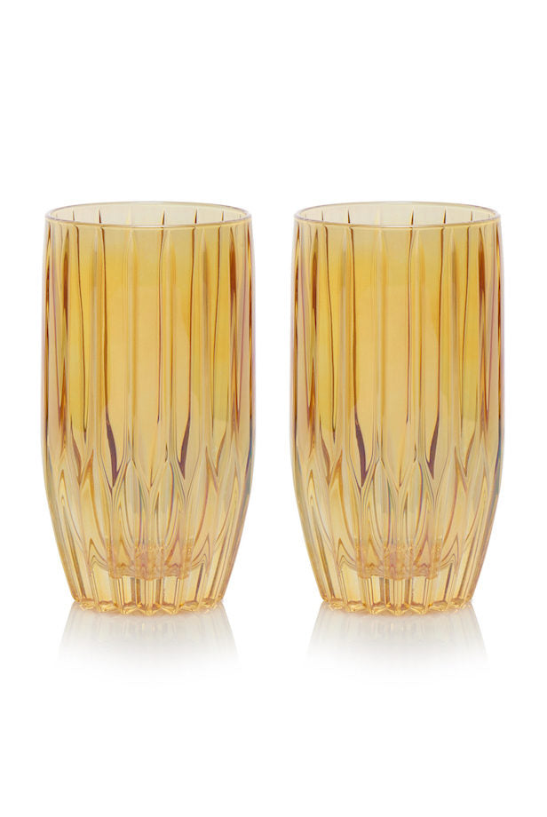 Set ambra di due bicchieri tumbler grandi
