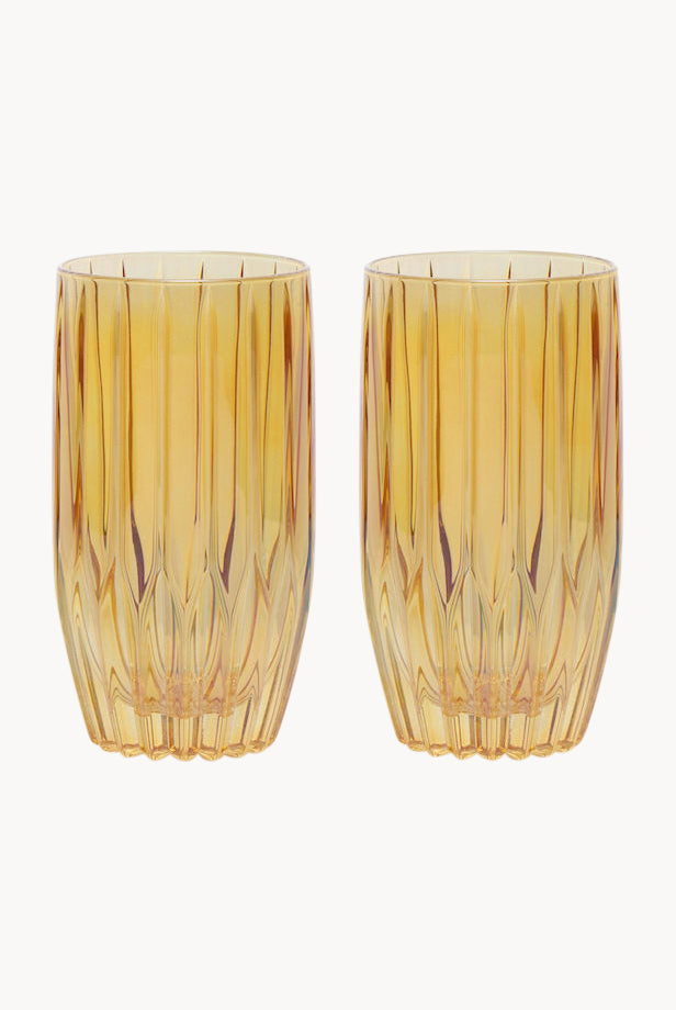 Set ambra di due bicchieri tumbler grandi