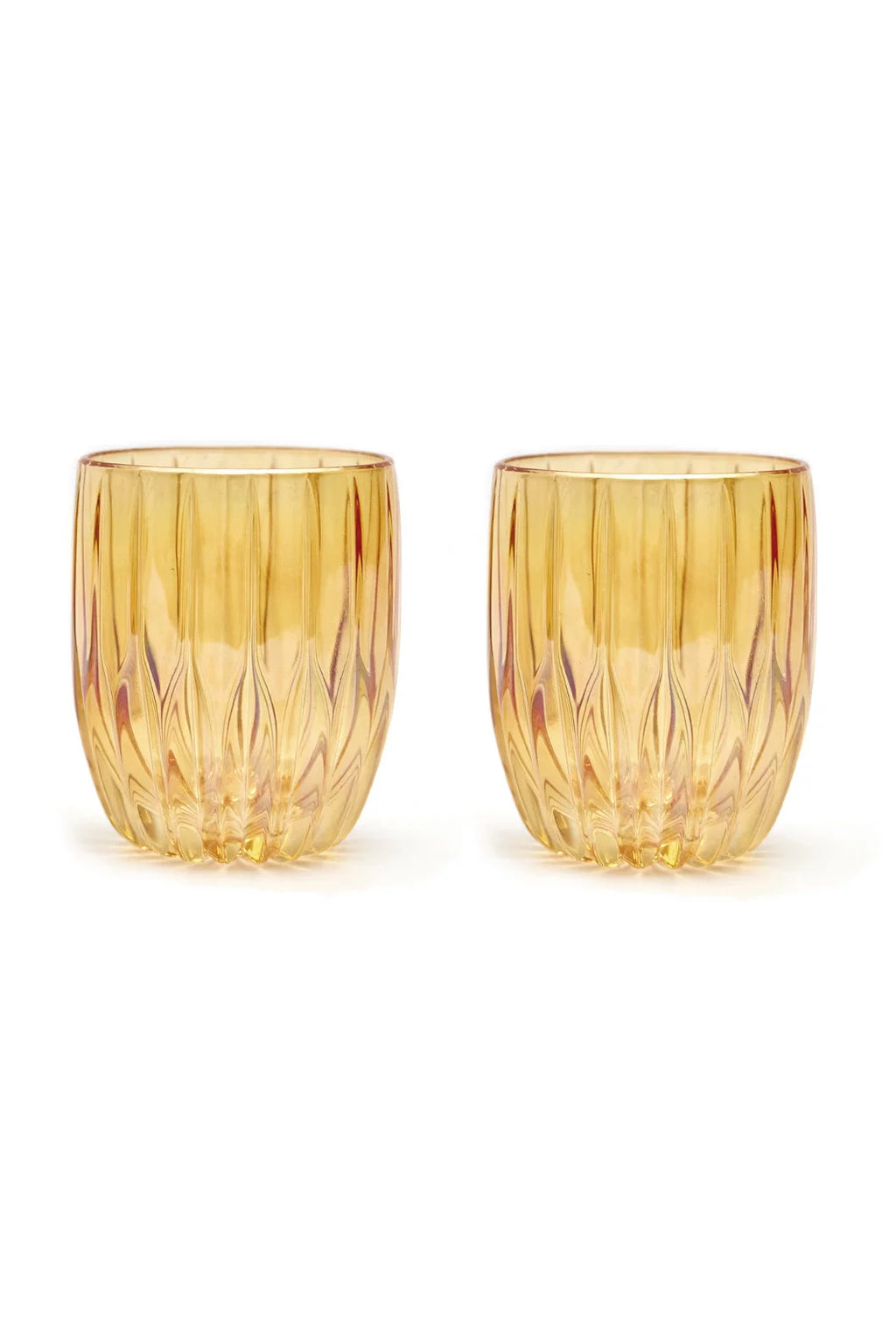 Set ambra di due bicchieri tumbler piccoli
